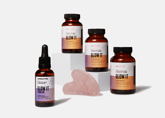 Glow It - Mega Bundle | 3 x Glow It supplements | 1 x Glow It Facial Oil | Free Facial Stone