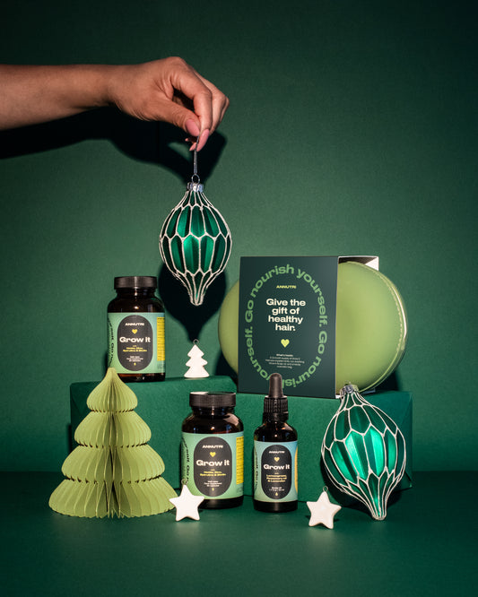 Annutri Grow it Gift Set - 2 × Grow it supplements + Scalp Oil + premium cosmetic bag