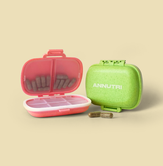 Pink / Green ANNUTRI Supplement Organiser – Grow, Glow & Go