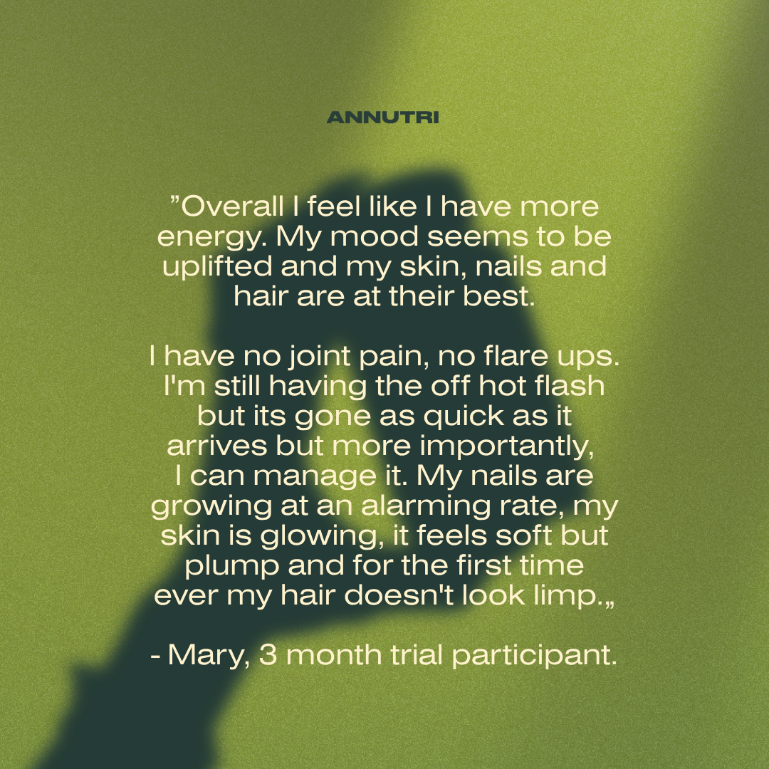 Text on a green background with 'ANNUTRI' brand name.